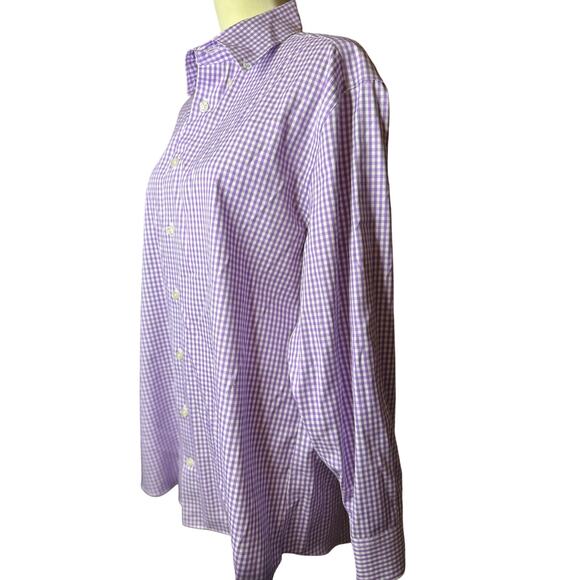 Charles Tyrwhitt Non-Iron Twill Slim Fit Gingham Shirt, Lilac, Men's Size 17/34 - Picture 4 of 6